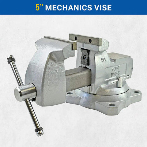 650 C Mechanics Vise With 5 Inch Jaw Width Beefy Build Workbench Vise For Metalworking Enclosed Lubricated Main Screw Large Anvil Surface
