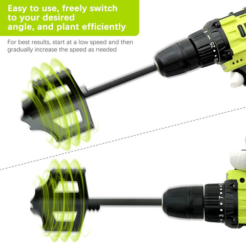 4-in-1 Soil Cultivator and Drill Tiller Attachment for Planter Boxes and Raised Beds used with 3/8 Inch Hex Drive Drill