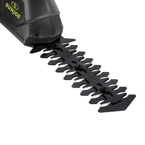 Close-up of 2-In-1 Cordless Grass Shears And Hedge Trimmer For Quick Edging And Shrubs with 1250 RPM Steel Blades