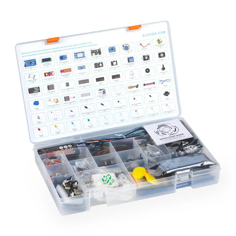 Mega R3 Arduino Starter Kit With 200 Plus Components, LCD1602 Display, GY-521 Sensor, 35 Lesson PDF Tutorial case open view