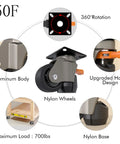 Heavy Duty Leveling Casters With Ratchet Handle Design Pack Of 4 700 Lbs Total Capacity image showcasing design features