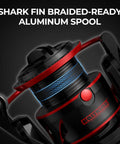 Close-up of Sharky III 3000 Spinning Fishing Reel For Saltwater And Freshwater with braided-ready aluminum spool detail