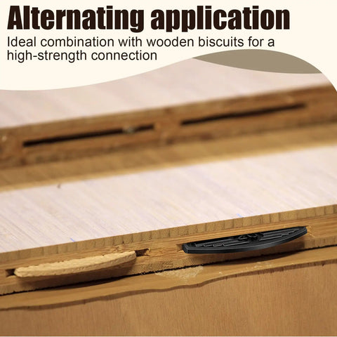 Alternating application of Set Of 160 Size 20 Black Plastic Biscuit Joiners With Self Clamping Gripping Plates in woodworking