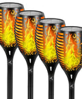 4 Pack 96 LED Solar Tiki Torches With Flickering Flame 43 Inch Tall Outdoor Lights Waterproof For Garden Patio Yard Pathway