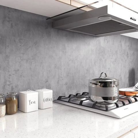 Kitchen with Textured Cement Countertop Contact Paper Peel And Stick Grey Concrete Vinyl Film For Furniture And Bathrooms Waterproof Removable