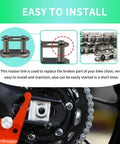 Heavy Duty 420 Chain Master Link With Quiet Roller Design For Smooth Motorcycle And Dirt Bike Drivetrains, easy installation guide.