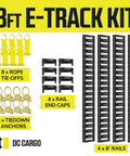 E Track Rail Tie Down Kit 28 Piece Set With 8 Foot Rails End Caps Rope Tie Offs And O Ring Anchors Heavy Duty Cargo Securing System For Trucks Vans And Trailers, 4x8 ft rails