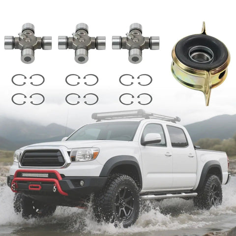 Drive Shaft Center Support Bearing And U Joint Kit For Toyota Tacoma 2005 Through 2015 2WD 4WD with truck on terrain