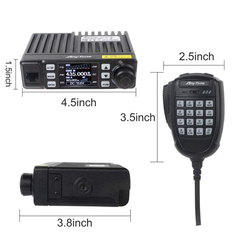 Mini Size Dual Band Car Radio Transceiver AT 779UV VHF UHF Two Way Radio For GMRS Amateur Use dimensions