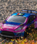 Brushless One Tenth Scale Carbon Fiber RC Drift Car For Adults With Gyro in Purple on gravel, 50 mph, outdoor use