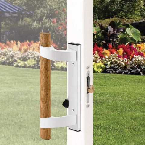 Replace Damaged Sliding Glass Door Handle With This White Diecast Mortise Hook Style Set That Fits 3 15 16 Inch Hole Spacing Easy Install And Durable Hardware For Quick Home Makeovers