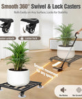 22 Inch Heavy Duty Plant Caddy With Four Wheel Rolling Metal Stand 600 Pound Capacity Square Plant Dolly With Lockable Casters