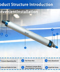 Mini Pneumatic Cylinder 32mm Bore 200mm Stroke Aluminum Double Acting Single Rod Actuator MAL32x200 with parts labeled