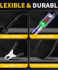 Pro Grade DC Voltage Tester Pen With LED Display 3 To 120V Range Auto Bidirectional Testing Handy Car Battery Polarity And Continuity Check Fuse Diagnostic Tool For Auto Electricals, flexible rubber tail sleeve and alligator clip