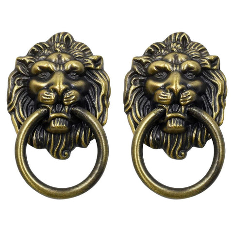 12 Pack Lion Head Cabinet Knobs Pulls With Mounting Screws For Drawer Dresser Wardrobe Kitchen Cupboard, zinc alloy, antique finish