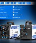 Garage Ready 210A 4 In 1 Mig Tig Stick Welder 120V Gas Or Gasless Flux Core Mig Lift Tig IGBT Inverter with panel buttons
