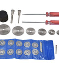 Forty Four Piece Cutting Wheel Set with Diamond Cutter Wheels and Circular Saw Blades displayed with tools and accessories