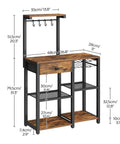 Rustic Brown Five Tier Bakers Rack With Storage And Pod Drawer Holder Dope Coffee Bar Station dimensions shown