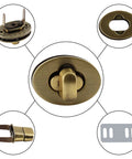 Jersvimc 5-piece bronze oval turn-lock set, 5/8 inch purse closure hardware