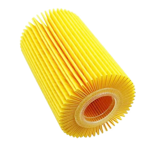 Close-up of a yellow pleated filter from 20 Pack Engine Oil Filter 04152-YZZA4 Replacement Aftermarket Filter Kit Compatible With Toyota