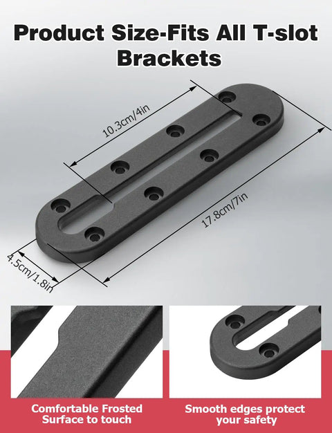 Diagram showing dimensions of 7 Inch Kayak Rail Mount Track For Low Profile Gear Onboard Includes Fishing Rod Holder Fish Finder Cup Holder