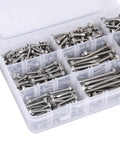 Self Drilling Screws Assortment Kit In 410 Stainless Steel, 370 Pieces DIY Friendly Self Tapping Hex Washer Head Screws