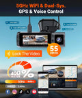 4 Channel 360 Degree Dash Cam For Full Coverage With Front 2.7K STARVIS Night Vision displaying video screen and speed information.