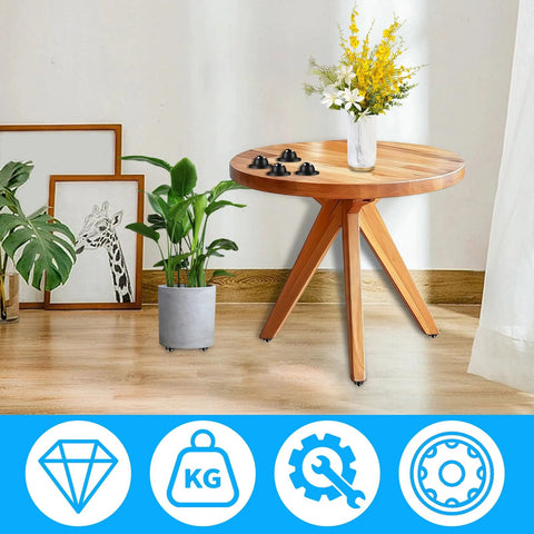 Self Adhesive Caster Wheels 360 Degree Rotating Swivel Castors installed on wooden table for easy movement