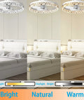 Low Profile Ceiling Fan With Light And Remote Dimmable LED 3 Color Temperature Options in bright, natural, warm modes over bed