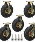 Straight Up Heavy Duty Five Pack Industrial Replacement Casters With Three Swivel And Two Fixed Soft Rubber Wheels roll smooth for carts workbenches.