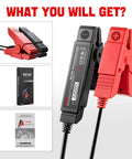 BST 360 Battery Tester With Bluetooth, 100 To 2000 CCA Load Test, Cranking And Charging Analysis For 12V Batteries, Great For Cars, Trucks, Motorcycles, ATVs, SUVs, Boats And Yachts; red and black clamps, box, manual