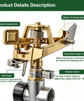Two Pack Impact Lawn Sprinklers With Heavy Duty Aluminum Spike Base Pulsating Adjustable Heads For Big Lawns And Patios