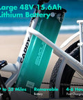 Large 48V 15.6Ah lithium battery on Fat Tire Electric Trike for Adults with 500W motor hydraulic disk brakes and pedal assist.
