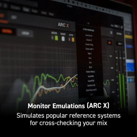 ARC Studio Room Correction System With High Precision Microphone, Pro Grade Calibration Software displayed on screen