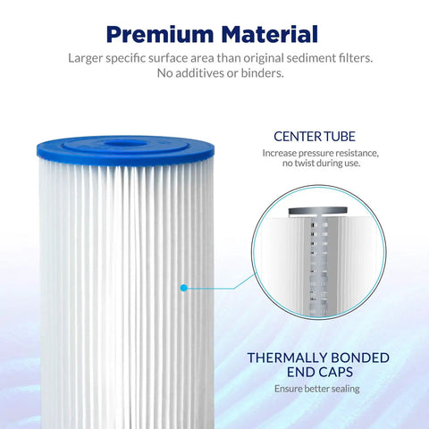 Heavy Duty 50 Micron Pleated Water Filter Cartridge For Whole House Sediment Removal 10 Inch By Four And A Half Inch Universal Fit