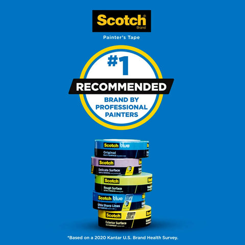 Stack of Scotch painter's tapes with different types including Exterior Painter's Tape 1.88 Inch By 45 Yard Weatherproof Masking