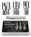Sevko Pvc Pipe Threader Set Includes Internal And External Cutters Compatible With Drill For 1/2 3/4 And 1 Inch Pvc Lines. Three piece stainless steel toolset.