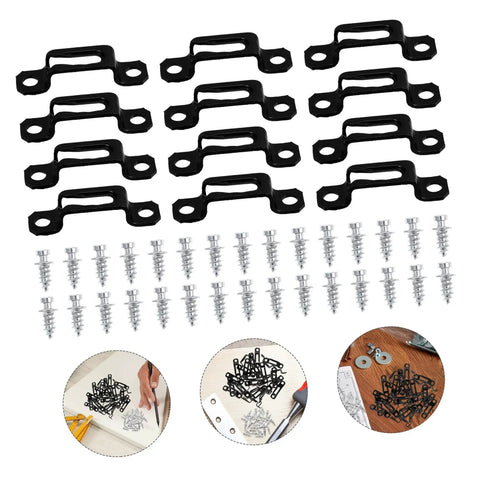 Dead Simple 30 Piece Heavy Duty Metal Furniture Joint Snap Connectors For Sofa Cabinet Assembly with screws and fasteners.