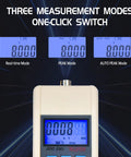 Digital Force Gauge 10 KN Push Pull Dynamometer With External Load Cell USB Output Peak And Track Modes Three Units N Kg Lb One Percent Accuracy For Precise Tension Testing And Material Strength Checks, three mode display