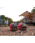Smooth Operator 2200 Watt Portable Inverter Generator 120 Volt Output Featuring Smart Co Minder Safety Technology setup for camping.