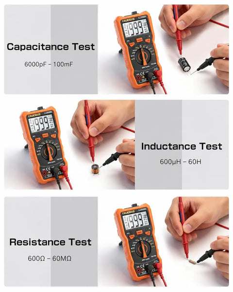 6000-Count Auto-Ranging LCR Meter Multimeter With Inductance Capacitance And Resistance Testing for DIY electronics and repair