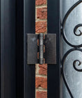 Close-up of mounted Six Pack 3 Inch Weld On Steel Butt Hinges Heavy Duty Rust Resistant Weldable Hinge Set For Gates Doors Trailers