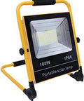 Kickass Portable Rechargeable Solar Led Flood Light With Ip65 Weather Sealing And Rip Roaring 2700 Lumens Glow shown in a standing position.