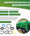 Cylinder Seal Kit For One And A Half Inch Bore Hydraulic Loader Cylinders Fits Loader Models 40 44 60 70 70A Interchange AM118391