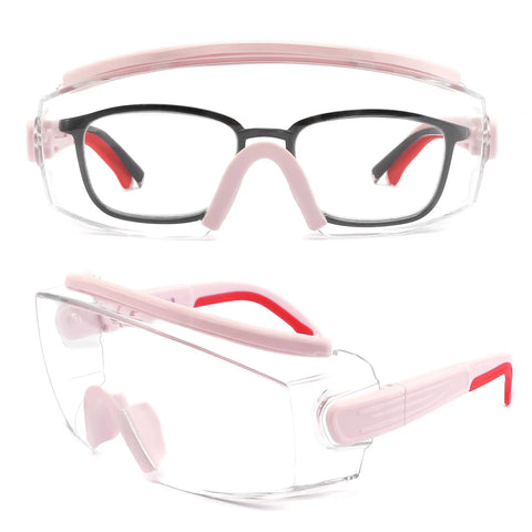 Over Glasses Anti Fog Safety Goggles For Men And Women With Adjustable Frame Pink Protective Eyewear Fits Over Prescription Glasses