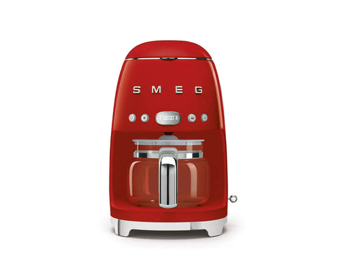 Boost Your Daily Grind With This Smooth Operator Retro Drip Coffee Maker Featuring 10 Cup Glass Carafe Programmable Auto Start Keep Warm Plate And Dual Strength Settings In Bold Red.