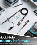 2 Pack X1 X10 100MHz Oscilloscope Probe Clips With Free Accessory Kit, High Voltage 200V To 600V on a lab bench.