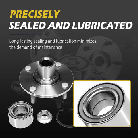 Front Wheel Bearing Hub Assembly 4 Lug For Ford Focus 2000 To 2011 With ABS Encoder Left And Right 2 Pack 518510 Direct Fit Replacement