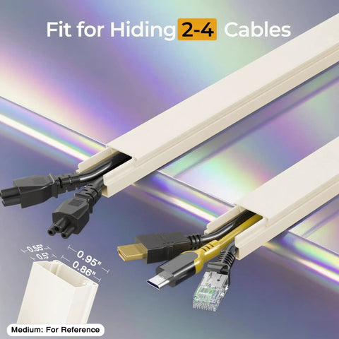 Hide Wall Wires Like A Pro With This Paintable Self Adhesive Cord Cover For 2 To 4 Cables, Beige Cable Raceway shown with cables