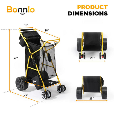 Dimensions of Heavy Duty Beach Cart With 11 Inch Solid Wheels Your Beach Day Workhorse For Sand And Grass All Terrain Foldable Utility Wagon